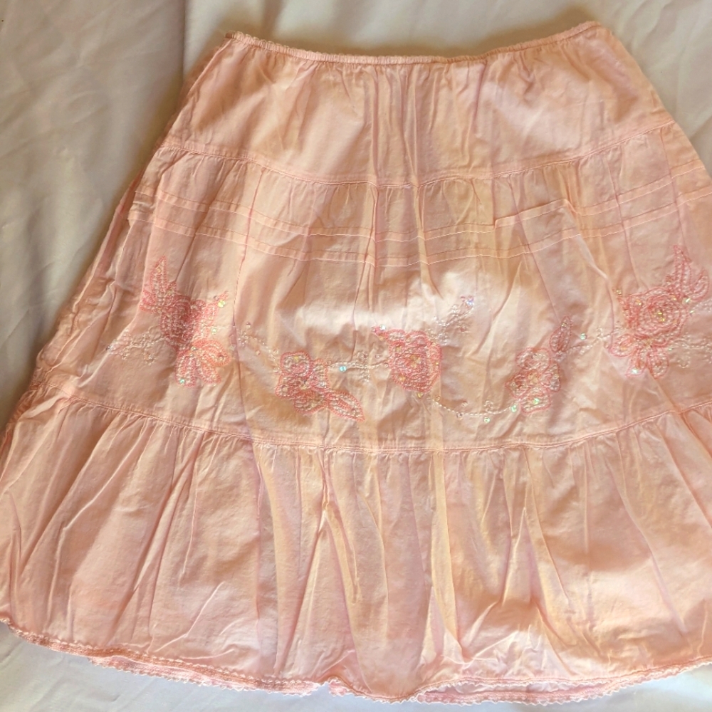 Elegant Pink Embroidered Skirt